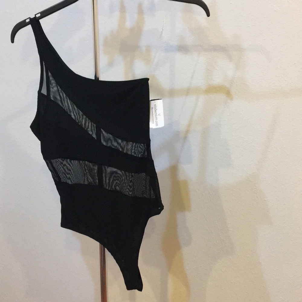 Windsor one shoulder mesh detail bodysuit